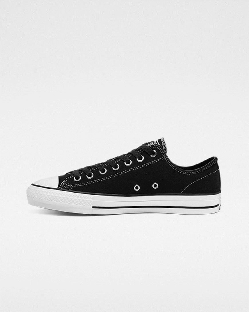 Bascheți Barbati Converse CONS Chuck Taylor All Star Pro Piele Intoarsa Negrii Albi | RO LAFEK216